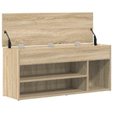 Shoe Bench Sonoma Oak 102x30.5x45 cm Engineered Wood - Close-Up Angle