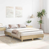 Bed Frame No Mattress Sonoma Oak 135x190 cm Engineered Wood - Side View