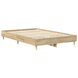 Bed Frame No Mattress Sonoma Oak 135x190 cm Engineered Wood - Close-Up Angle