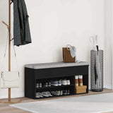 Shoe Bench Black 102x30.5x45 cm Engineered Wood