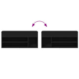 Shoe Bench Black 102x30.5x45 cm Engineered Wood - Close-Up Angle