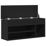 Shoe Bench Black 102x30.5x45 cm Engineered Wood