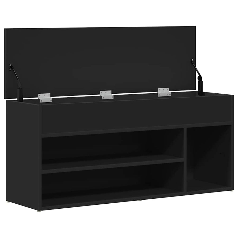 Shoe Bench Black 102x30.5x45 cm Engineered Wood