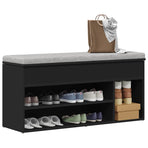 Shoe Bench Black 102x30.5x45 cm Engineered Wood