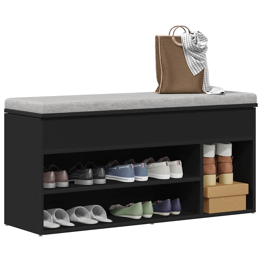 Shoe Bench Black 102x30.5x45 cm Engineered Wood