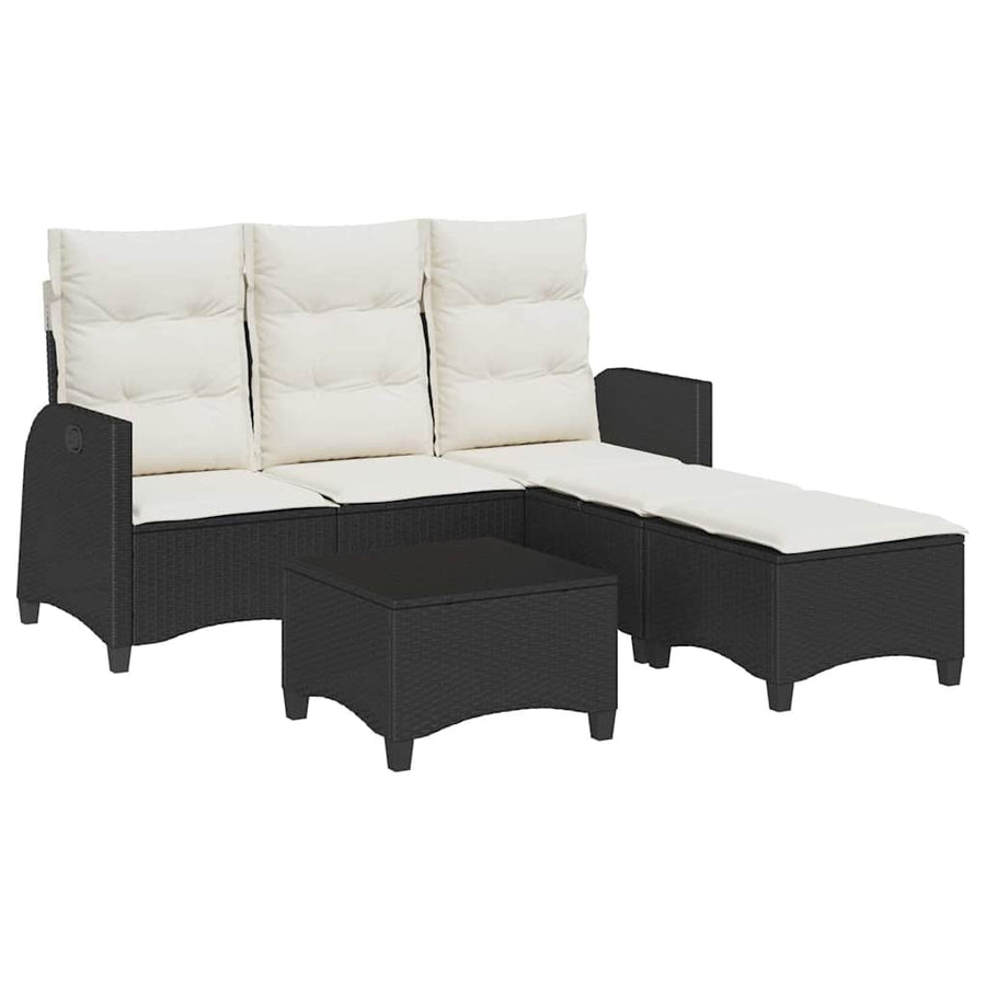 3 Piece Garden Sofa Set with Cushions L-shaped Black