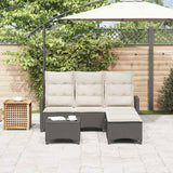 3 Piece Garden Sofa Set with Cushions L-shaped Black Poly Rattan - Side View