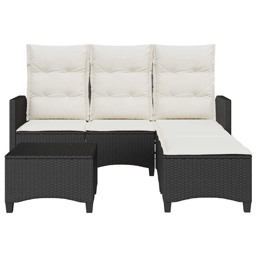 3 Piece Garden Sofa Set with Cushions L-shaped Black