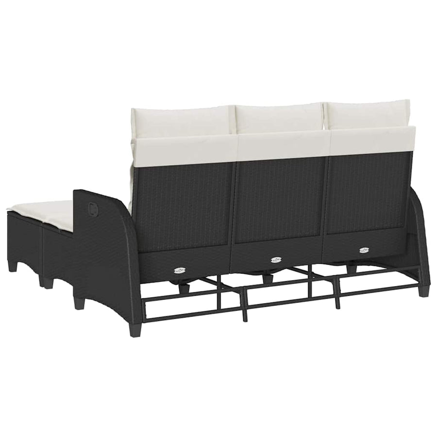 3 Piece Garden Sofa Set with Cushions L-shaped Black
