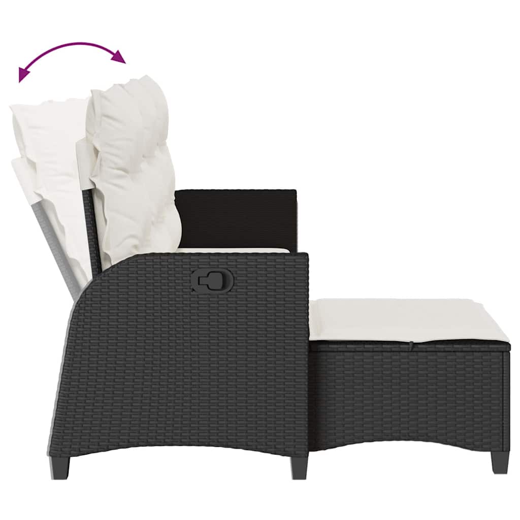 3 Piece Garden Sofa Set with Cushions L-shaped Black Poly Rattan