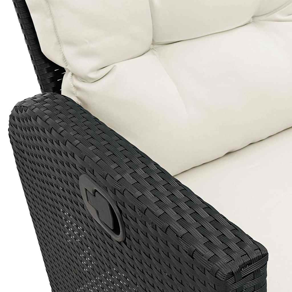 3 Piece Garden Sofa Set with Cushions L-shaped Black Poly Rattan