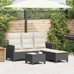 3 Piece Garden Sofa Set with Cushions L-shaped Black