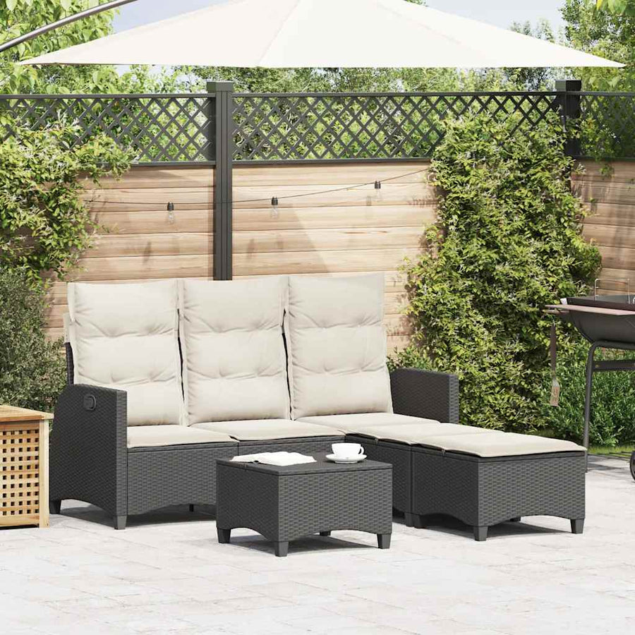 3 Piece Garden Sofa Set with Cushions L-shaped Black