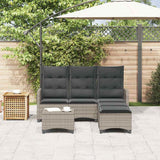 3 Piece Garden Sofa Set with Cushions L-shaped Grey Poly Rattan - Side View