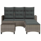 3 Piece Garden Sofa Set with Cushions L-shaped Grey Poly Rattan - Top-Down View
