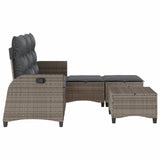 3 Piece Garden Sofa Set with Cushions L-shaped Grey Poly Rattan - 45-Degree Angle