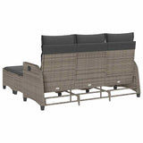 3 Piece Garden Sofa Set with Cushions L-shaped Grey Poly Rattan - Rear View
