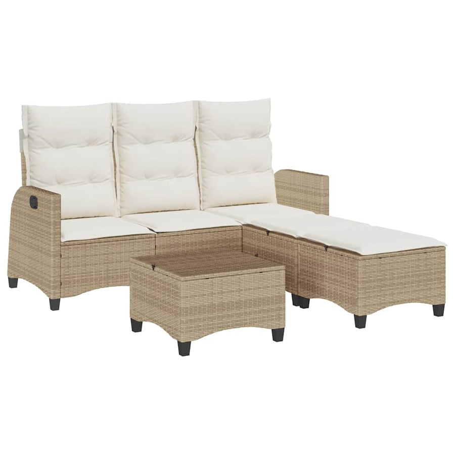 3 Piece Garden Sofa Set with Cushions L-shaped Beige