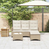 3 Piece Garden Sofa Set with Cushions L-shaped Beige Poly Rattan - Side View