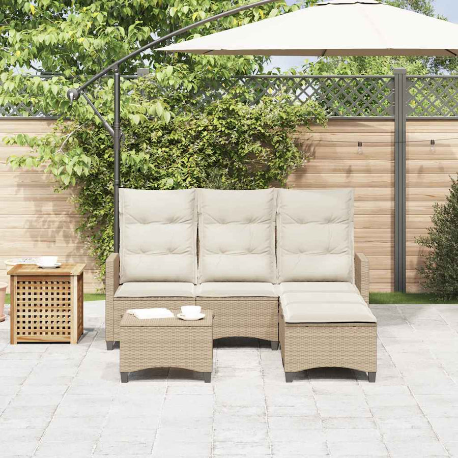 3 Piece Garden Sofa Set with Cushions L-shaped Beige