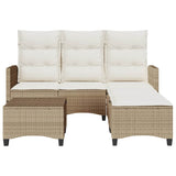 3 Piece Garden Sofa Set with Cushions L-shaped Beige Poly Rattan - Top-Down View