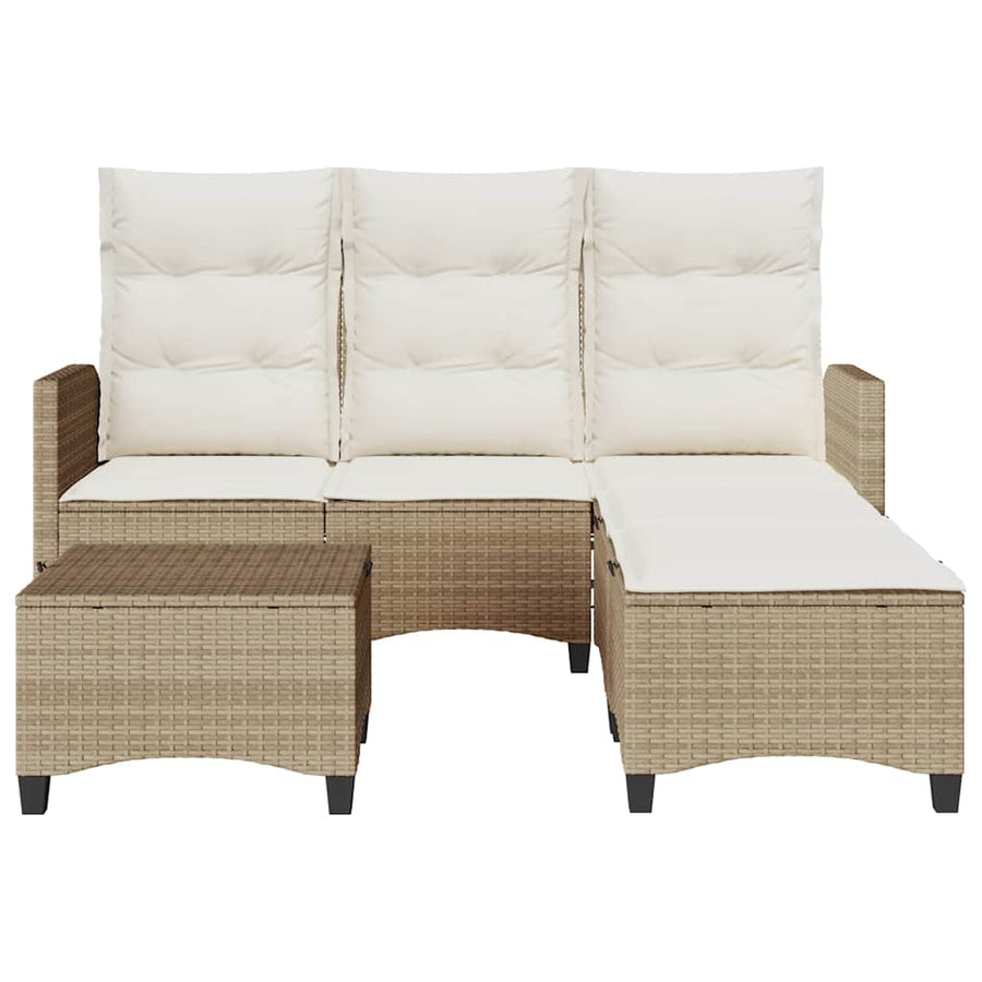 3 Piece Garden Sofa Set with Cushions L-shaped Beige