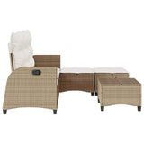 3 Piece Garden Sofa Set with Cushions L-shaped Beige Poly Rattan - 45-Degree Angle