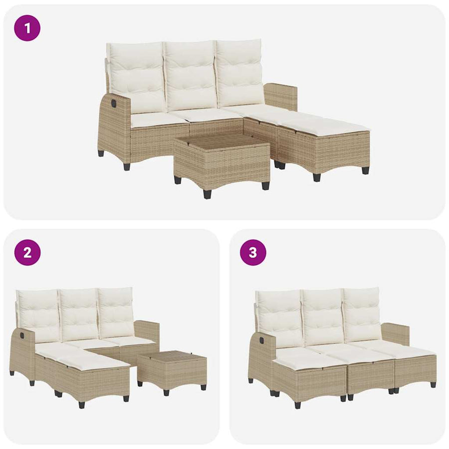 3 Piece Garden Sofa Set with Cushions L-shaped Beige