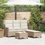 3 Piece Garden Sofa Set with Cushions L-shaped Beige
