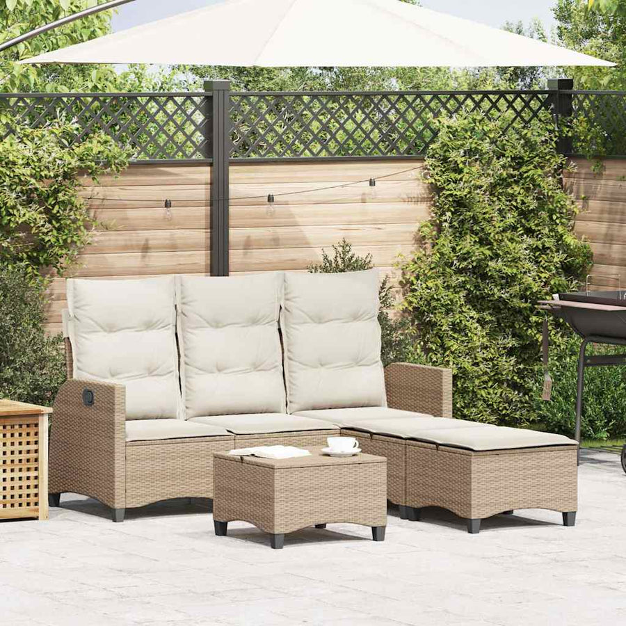 3 Piece Garden Sofa Set with Cushions L-shaped Beige