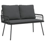 Garden Dining Set with Cushion 2 pcs Black Poly Rattan