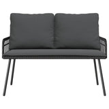 Garden Dining Set with Cushion 2 pcs Black Poly Rattan