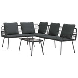Garden Sofa Set 2 pcs Black Poly Rattan - Front View