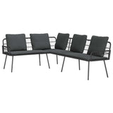 Garden Sofa Set 2 pcs Black Poly Rattan - Rear View