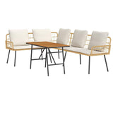 Garden Sofa Set 2 pcs Natural Poly Rattan - Front View