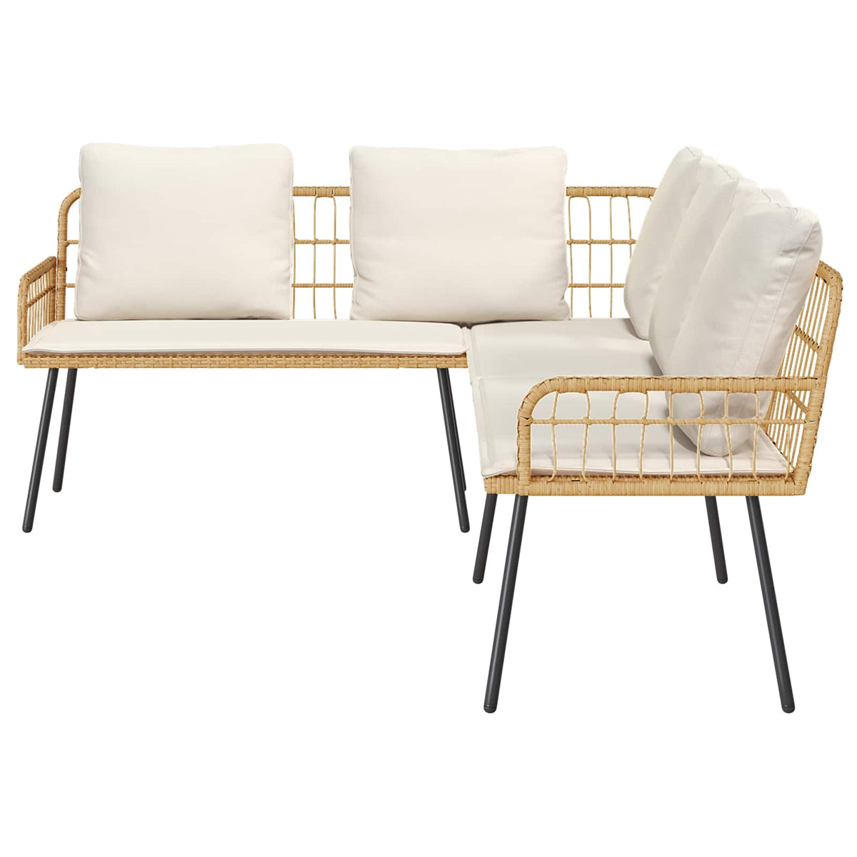 Garden Sofa Set 2 pcs Natural Poly Rattan
