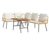 Garden Sofa Set 2 pcs Natural Poly Rattan - Front View