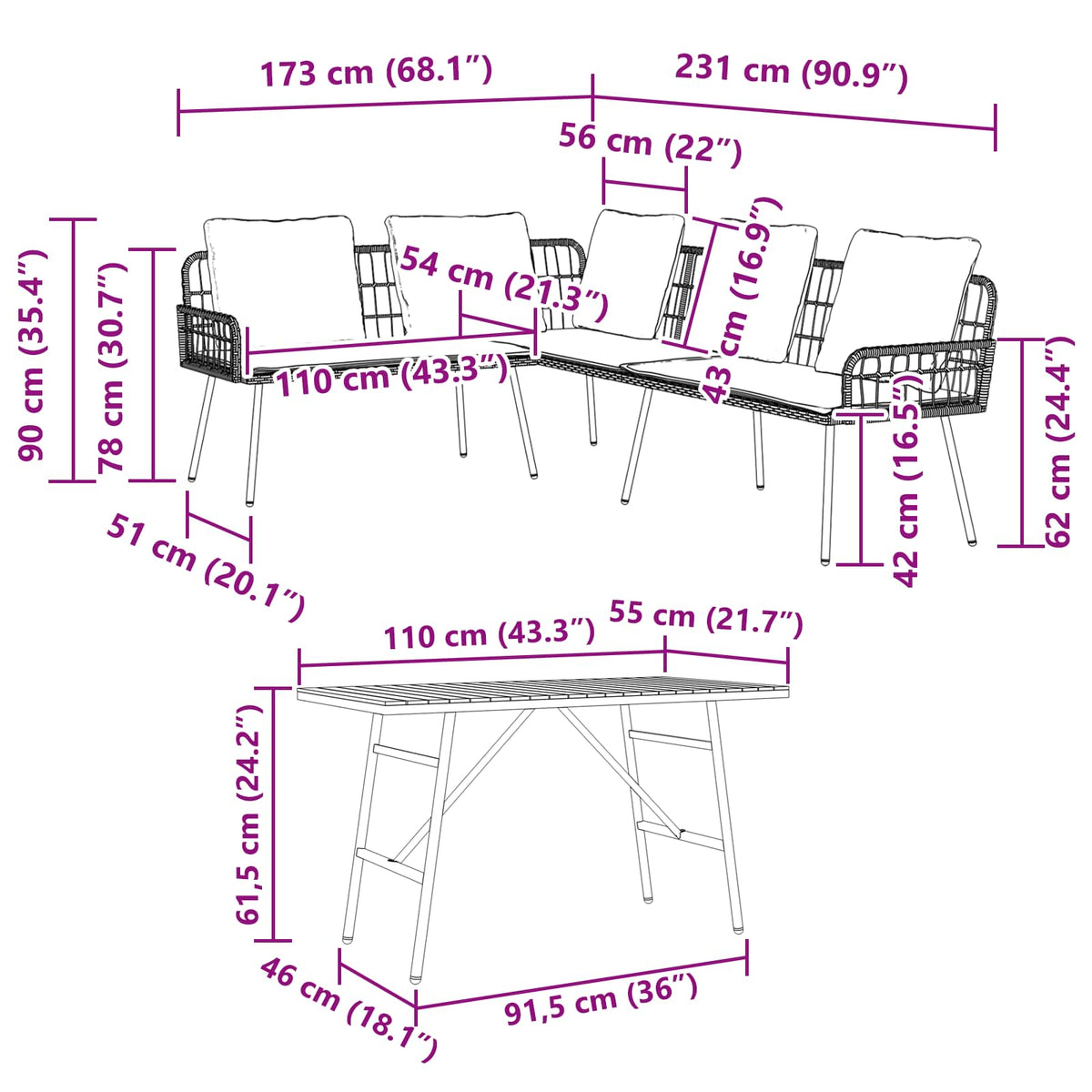 Garden Sofa Set 2 pcs Natural Poly Rattan