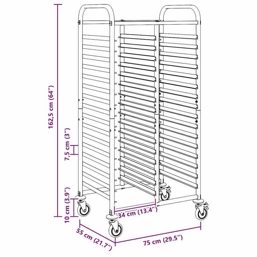 Tray Trolley with 32 GN Containers 75x55x162.5 cm