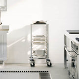 Tray Trolley with 6 GN Containers 39x55x87 cm Stainless Steel - Side View