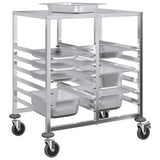 Tray Trolley with 12 GN Containers 75x55x87 cm Stainless Steel - Top-Down View