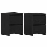 Bedside Cabinet 2 pcs Black oak 30 x 30 x 40 cm Engineered wood - Front View