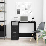 Desk with Drawers Black Oak 102x50x76 cm Engineered Wood - Side View