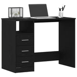 Desk with Drawers Black Oak 102x50x76 cm Engineered Wood