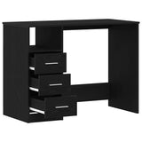 Desk with Drawers Black Oak 102x50x76 cm Engineered Wood - 45-Degree Angle