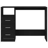 Desk with Drawers Black Oak 102x50x76 cm Engineered Wood - Rear View