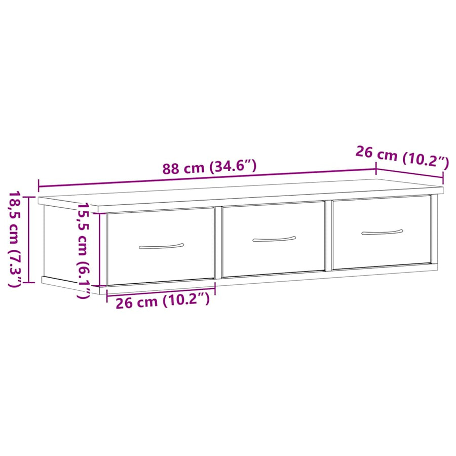 Wall Cabinet Black Oak 88x26x18.5 cm Engineered Wood