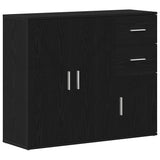Sideboard Black Oak 91x29.5x75 cm Engineered Wood - Front View