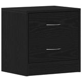 Bedside Cabinet Black Oak 40x30x40 cm Engineered Wood - Front View