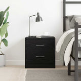 Bedside Cabinet Black Oak 40x30x40 cm Engineered Wood - Side View